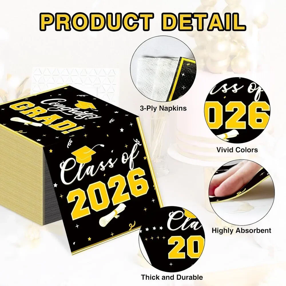 Class of 2026 Graduation Party Decor Bundle Banner Napkins Centerpieces Set